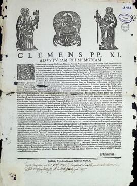 Littera apostolica Clementis PP. XI super confirmatione privilegiorum et facultatum Ordinis Fratrum Minorum Discalceatorum