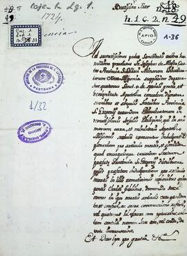 Rescripto Pontificio a petición de fray José de Mesa al papa Benedicto XIII para la concesión de indulgencia plenaria en artículo de muerte a los religiosos de la Provincia de San Gregorio Magno de Filipinas.