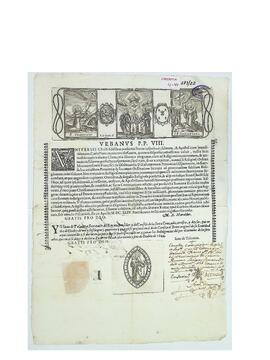 Bula del papa Urbano VIII Vniversis Christi fidelibus, concediendo jubileo por siete años a los Franciscanos Descalzos que dieren misiones en los pueblos de las Guardianías de la  Provincia de San José.